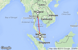 AirAsia Bangkok To Kuala Lumpur Flight 2017 - Bangkok to KL map