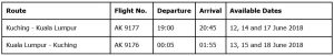 AIRASIA BALIK RAYA FLIGHTS 2018 - Flights between KL-Kuching