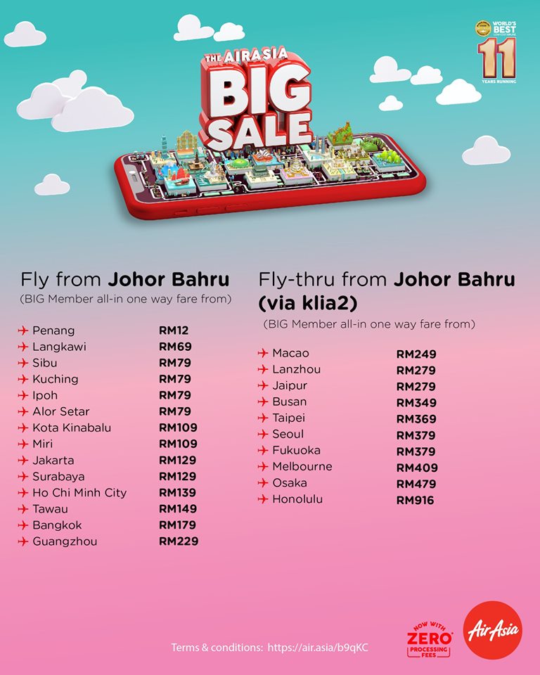 AirAsia BIG Sale Fly From Johor Bahru